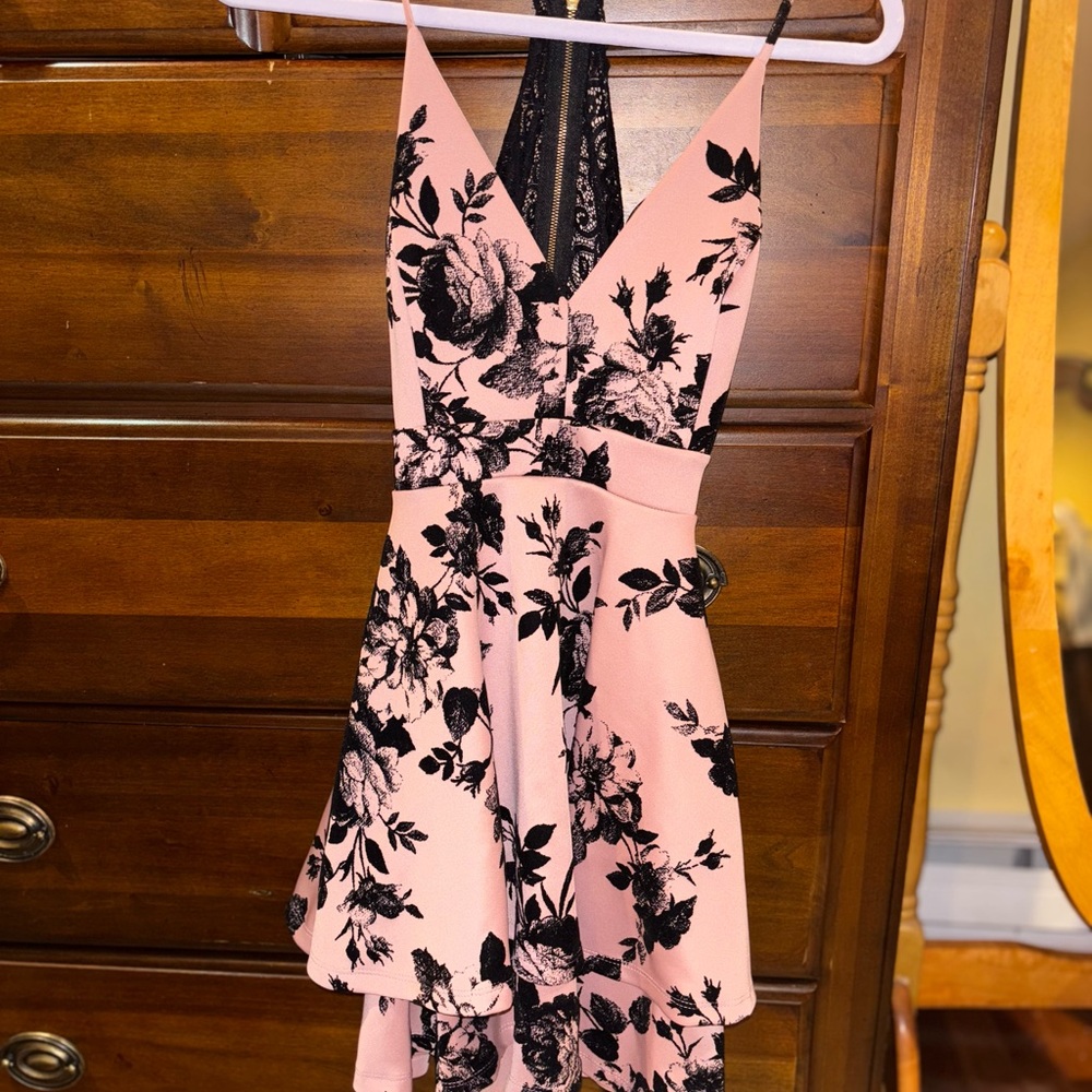 Windsor Pink Fit and Flare High Low Dress